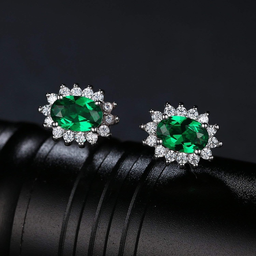 💚 Elegant Emerald Earrings - 925 Sterling Silver